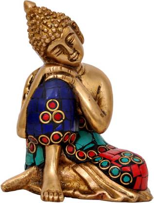 Aesthetic Decors Buddha Resting With Stone Work डेकोरेटिव शोपीस  -  10.2 cm