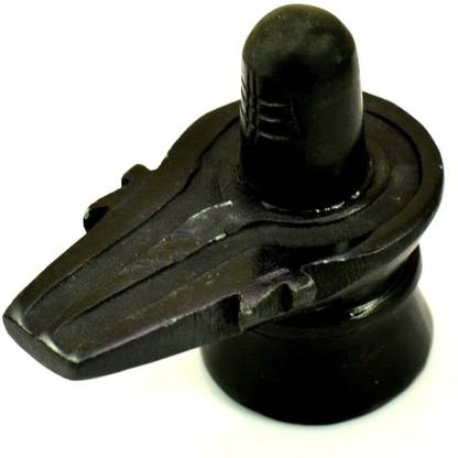 PUCHCHI 3.6 Inch Black Marble Shiva Lingam Shivling Decorative Showpiece  -  8.8 cm