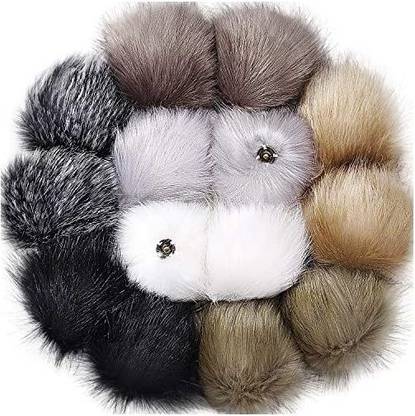TOPS Tatuo DIY Faux Fur Pom Poms Ball with Press Button Removable Fluffy Pompom for Knitting Hats Shoes Scarves Bag Accessories (Neutral Color14)