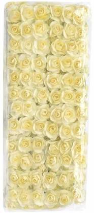 nawani Tiny Artificial Flowers Cream Colour for Art and Craft Jewelry Tiara Making Pack of 120 Flowers Yellow Lily Artificial Flower