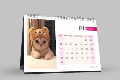 Aarambh Creations Table Calendar for Cat Lovers 2021 Table Calendar