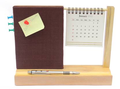 Ivei Desk Calendar with Pin Board - Desk Organizer - Utility Desktop Calendar - Table Top Calendar Set - Desk Calendar Holder with Pin Board for Home, Office Desk Decor, Study Room - Dark Brown 2021 Table Calendar