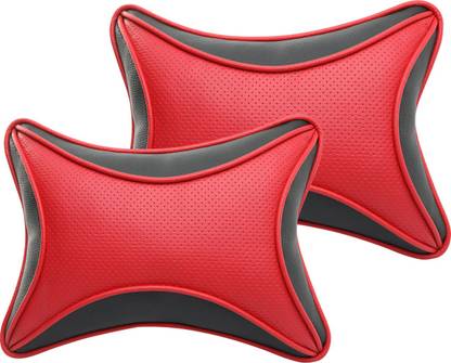 Auto Hub Black, Red Leatherite Car Pillow Cushion for Universal For Car