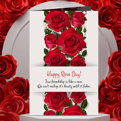 teddy gifts Happy Rose Day True Friendship Is Like A Rose We Can'T Realize It'S Beauty Until Its Fades Surprise Greeting Card Greeting Card