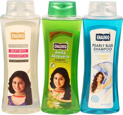 ENAUNIQ Amla AloeveraShampoo 500 ml + Milky WhiteShampoo 500 ml + Pearly Blue Shampoo 500 ml