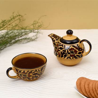 Kraftmania Ceramic Kraftmania Ceramic Tea Cup with Cups Kettle Set | 1 Cup & 1 Kettle