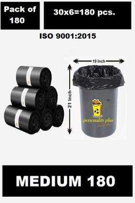 Manu Hut Garbage Bag For Dustbin Use (Pack Of 6)Total Bag Of 180 Medium 2 L Garbage Bag  Pack Of 180