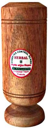 Three Elements Diabetes Sugar Control Vijaysar Wooden Glass Tumbler Ayurvedic Wood Glass Without Harmful Polish 50ml Glass Water/Juice Glass
