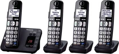 Panasonic KX-TGE234B 4-Handset Landline Telephone Cordless Landline Phone with Answering Machine