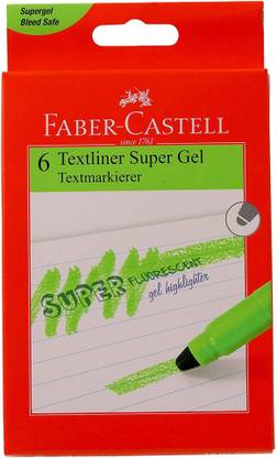 FABER-CASTELL Super Gel Textliner - Pack of 6 Green (Set of 6, Green)