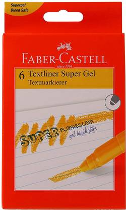FABER-CASTELL Super Gel Textliner - Pack of 6 Orange (Set of 6, Orange)