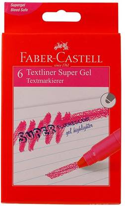 FABER-CASTELL Super Gel Textliner - Pack of 6 Pink (Set of 6, Pink)