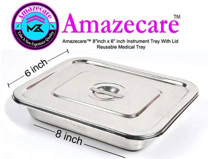 AMAZECARE ™8"inch x 6"inch Instrument Tray With Lid Reusable Medical Tray