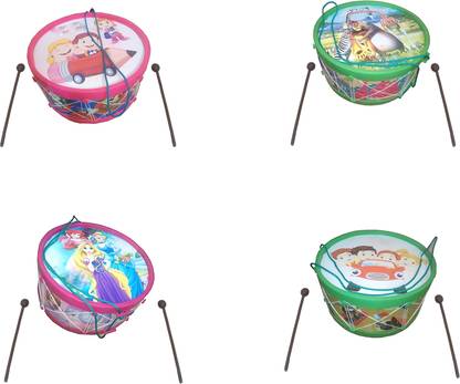 ToyVTX Pack of 4 Drums with Drum Sticks for Small Kids upto 6 Years StyCOD5
