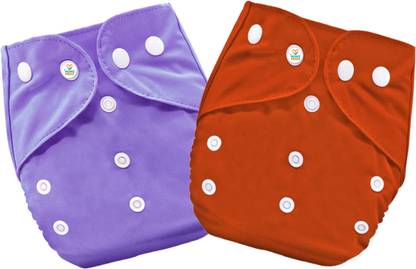 MOM'S PRIDE Washable & Reusable Solid Pocket Cloth Diapers Without Insert Pack of 2