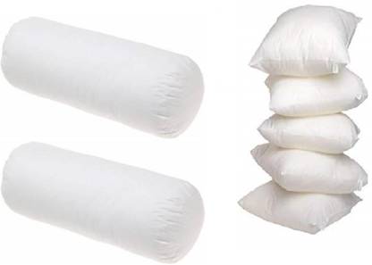 ACTOS Microfibre Bolster Pack of 7 Solid 5 Cushion And 2 Bolster