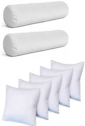 Swikon star Combo Set Of 5 Cushion And 2 Microfibre Solid Bolster Pack of 7