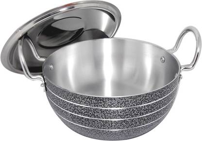 bartan hub Kadhai With Lid ( 4000 ML , Dishwasher safe , Aluminium Made ) Kadhai 27 cm diameter with Lid 4 L capacity