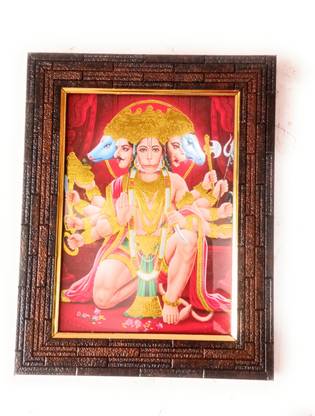 FRAMTASTIC PANCH MUKHI HANUMAN WITH PLEXI GLASS Religious Frame