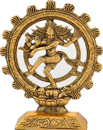 HOUZZPLUS Natraj (Shiva) Statue of Aluminium Finish Decorative Hindu idol Gift Decorative Showpiece Decorative Showpiece - 19 cm