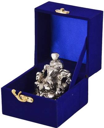 Lavanaya Silver God Shri Ganesh Statue Idol Spiritual Puja Vastu Figurine - Religious Murti Pooja Office Decorative Showpiece  -  2 cm