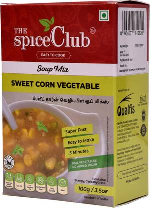 The Spice Club Sweet Corn Vegetables Soup Mix 100g - Delicious, Low Fat, Super Fast, Make in just 5 minutes