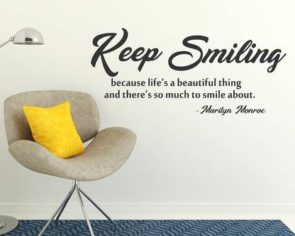 Wollzo 80 cm Keep Smiling Quotes Removable Sticker