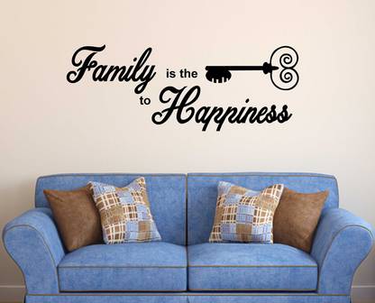 LANSTICK 60.96 cm FAMILY IS THE KEY TO HAPPINESS STICKER Self Adhesive Sticker