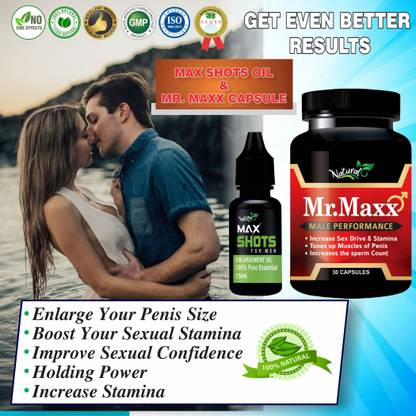 NATURAL Mr. Shots Capsules And Mr. Max Oil Ayurvedic Supplement 100% Herbal