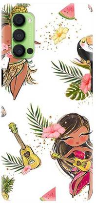 NDCOM Back Cover for OPPO Reno4 Animated Girl With Guitar Printed