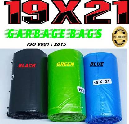 hirdeshanusar black, green,blue, Biodegradable pack of 3x30 ( 90 BAGS).recyclable waste trash bags. Medium 15 L Garbage Bag (90 Bags) Medium 15 L Garbage Bag (90 Bags) Medium 15 L Garbage Bag Pack Of 90