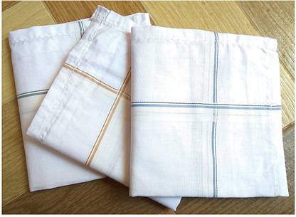 Atipriya 100% pure cotton white gents handkerchief, set of 6 ["White"] Handkerchief