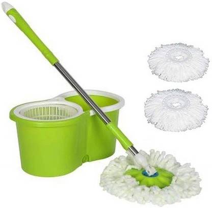 Yashasvi Group 360� Magic Spin Plastic Bucket Mop without wheels With 2 Refill Wipes