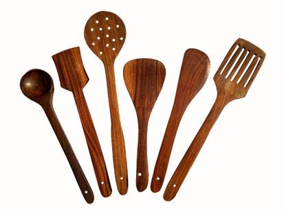 Miwala Non Stick Wooden Spatula Set of 6 Kitchen Tool Set