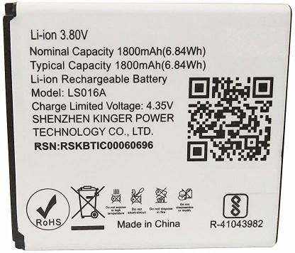 Bluzzo Mobile Battery For  Lyf Flame 7S