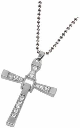 M MOD CON Crystal Jesus Cross Locket With Chain Alloy Pendant