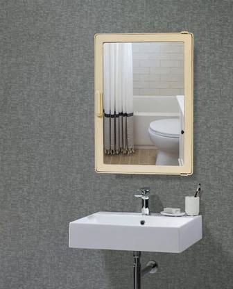 Burhani Ivory Color SMALL SIZE High Quality Plastic Full Mirror Bathroom / Medicine Storage Cabinet Acrylic Wall Shelf