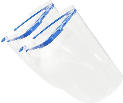 Kartzo FC-2 Multipurpose Reusable Polycarbonate Safety Face Shield, Transparent Face Mask, Protective Splash Face Mask, Clear Visor Windproof Dustproof with Elastic Band (Pack of 2) Safety Visor