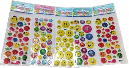 Super Easy 0.8 cm Smiley Emoji Character Puffy 3D Cute Funny Stickers ( 20 Sheets) Self Adhesive Sticker