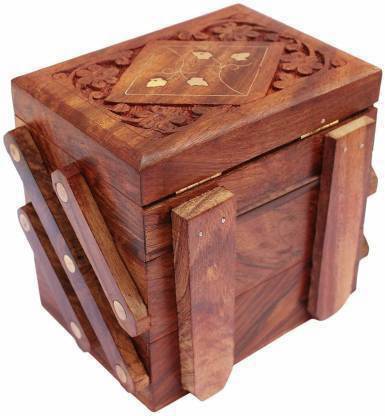 Giftoshopee Handmade Pure Wooden Jewellery Box TO KEEP YOUR JEWELLERY SAFE., MULTI PURPOSE Vanity Box (Brown) Jewellery Box, Multipurpose Storage Box Vanity Box (Brown) Jewellery Box, Multipurpose Storage Box Vanity Box
