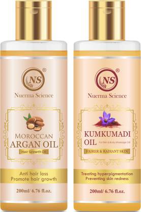 Nuerma Science Argan Oil and Kumkumadi Oil For Skin Lightening (Pack of 2, 200 ML Each)