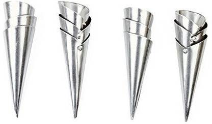 Rinkle Trendz Aluminum Cream Conical Spiral Baking Cone 11X4 cms Silver Pack of 12 Cream Roll Horn