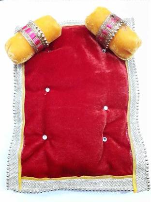 krishnanand laddu gopal bister takiya raajjai/ kanha ji bedding set/thakur ji woolen asan blanket bolster size for 0 to 3no laddu gopal ji/gadda pillow, one gadda two masand(Bolster) one Blanket (Rajai) Dress