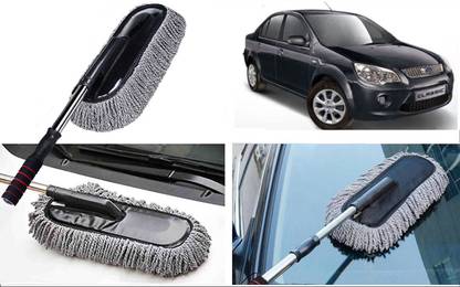 Selifaur D80 Microfiber Flexible Duster, Car Cleaning Brushes, Dry / Wet Home, Kitchen, Office Cleaning Brush with Expandable Handle Fiesta Classic Wet and Dry Duster Set