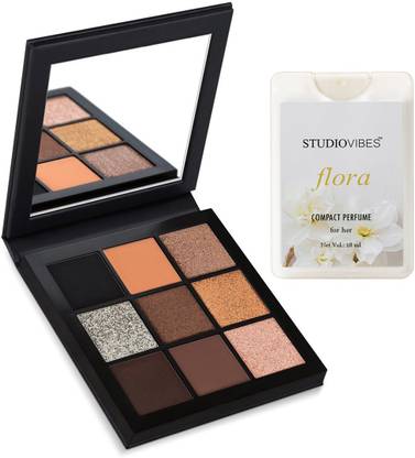 STUDIOVIBES Obsessions Eyeshadow Palette Smokey with Flora Pocket Perfume