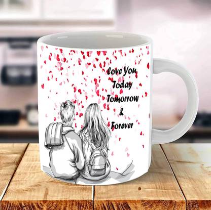 iMPACTGift young-couple-cuddling-mountain-top-rock-line-art_love you today, tomorrow&forever, Best Gift for Couple,Girlfriend and Boyfriend, Lover Ceramic Coffee, Green Tea Ceramic Coffee Mug