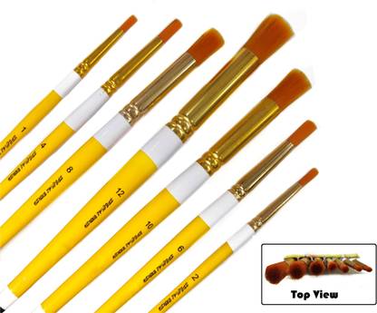 Definite Synthetic Nylon Stencil Paint Brushes Ideal for Beginners, Students, Professional Artists; Anti-Shedding Nylon Hair for Acrylic Color, Poster Color, Tempera, Water Color and Gouache