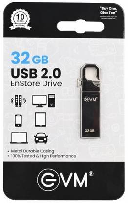 EVM ENSTORE DRIVE 32 GB Pen Drive Compatible with Laptop, Desktop Computer, Audio Player, Television, Tablet USB 2.0 Metal Case