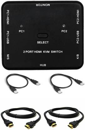 BOXNUBE 2 Port HDMI KVM Switch Share 2 Computers with One Monitor Support UHD,4K@30Hz - with HDMI and USB Cables Media Streaming Device