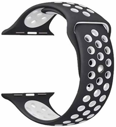 TINGTONG Soft Silicone Sport 38mm/40mm/41mm Black and White Air Hole Smart Watch Strap